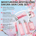 Sakura Skin Care Set - 6 PCS Cherry Blossom Skin Care Kit with Cleanser, Toner, Serum, Lotion, Eye Cream & Face Cream - Moisturizes Skin & Boosts Collagen - Korean Skin Care Set for Teen Girls & Women