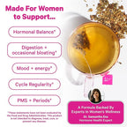 Pink Stork Organic PMS Tea for Hormone Balance, Mood Swings, Bloating, and Period Regularity - 8 Herbs - Vitex, Red Raspberry Leaf, Chamomile - Caffeine-Free - 15 Sachets, Hot or Iced