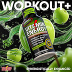 Vitamin Energy Workout+ Extra Strength Energy Shot Sour Apple 24 Pack, 260mg Natural Caffeine, Pre-Workout, B-Vitamins, Minerals, Endurance & Performance, Zero Sugar, Gluten-Free, Vegan, 1.93 fl oz