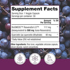 Reserveage Beauty Resveratrol Plus+ 500 mg - Rapid-Release Resveratrol Capsules with Quercetin for Immune System, Brain Health & Cellular Health - Gluten-Free & Vegan - 30 Veggie Capsules