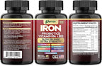 Iron Supplement, Slow Release Iron, Probiotics, Spirulina, Turmeric, Vitamin B6, Methylated B12, Vitamin C, Zinc, Beetroot, Nettle Leaf, Dandelion Root, Black Pepper, Extra Strength, 60 Capsules 2Pack