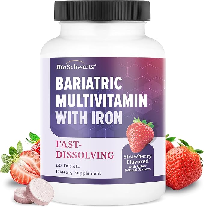 BioSchwartz Bariatric Multivitamin with Iron - 60 Chewable Tablets, 30-Day Supply - Third-Party Tested - Bariatric Multivitamin with Iron for Gastric Bypass
