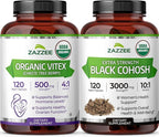 Organic Hormone Balance for Women | Organic Black Cohosh & Vitex Chasteberry Supplements for Women for Cycle Regulation Fertility Support & Overall Hormonal Balance | ISO Lab Tested (120 Servings)