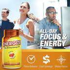 iSatori Energize Brain & Focus Caffeine Pills - Fast Acting All Day Energy Pills, Brain Booster, Energy and Focus Supplement, Time Release Caffeine Means No Jitters, No Crash (60 Tablets)