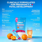 MOLO Prenatal Multi-Vitamin Drink Mix for Women – Packed with essential vitamins & antioxidants, DHA Omega-3, Methylfolate – 30 Stick Packs with Sweet Orange Flavor – Vegetarian, Gluten-Free & Non-GMO