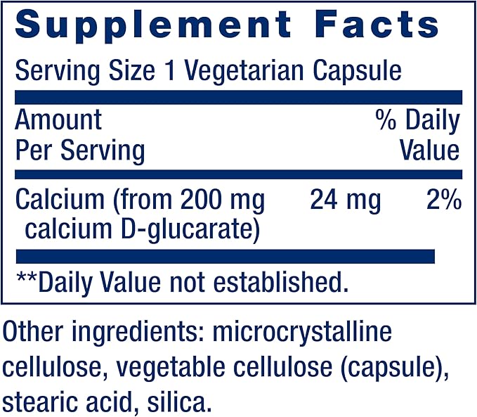 Life Extension Calcium D-Glucarate, 200 mg - Supports Detoxification, Helps Flush Out Unwanted Compounds – Gluten-Free, Non-GMO, Vegetarian – 60 Capsules