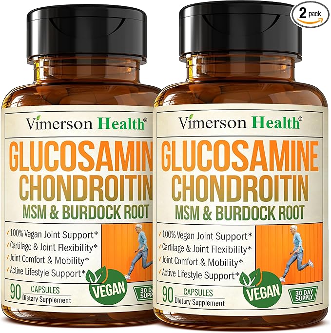 Glucosamine Chondroitin MSM – Joint Support Supplement for Women and Men with Glucosamine Sulfate 1500 mg, Chondroitin and MSM – for Cartilage, Joint Health and Flexibility – 2 Pack, Vegan