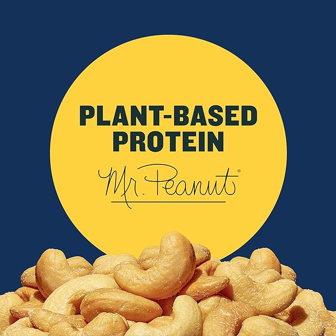 PLANTERS Deluxe Salted Whole Cashews, Party Snacks, Plant-based Protein, 8.5 oz Canister