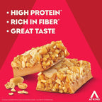 Atkins Peanut Butter Granola High Protein Bar, High Fiber Snack , 16g Protein, 1g Sugar, 4g Net Carb, Protein Snack, 12 Count
