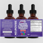 Saffron Supplements Liquid Drops L-Theanine Agmatine Sulfate Ashwagandha Magnesium Glycinate B6 Magnesium Stress Relief Mood Support 5-HTP GABA Supplement Vitamin D 4oz by Clean Nutra