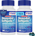 GenCare Maximum Strength Nighttime Sleep Aid Supplement for Adults Deep Sleep Pills with Diphenhydramine HCl 50mg to Fall Asleep Faster- Strong Non-Habit Forming PM Sleeping [96 Softgels] (Pack of 2)