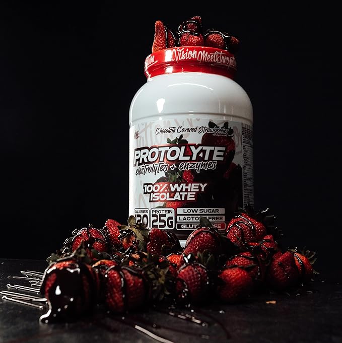 VMI Sports | ProtoLyte Whey Isolate Protein Powder | Low Calorie Whey for Weight Loss and Muscle Gain | Digestive Enzymes | Non-GMO (1.6 lb, Chocolate Covered Strawberries)