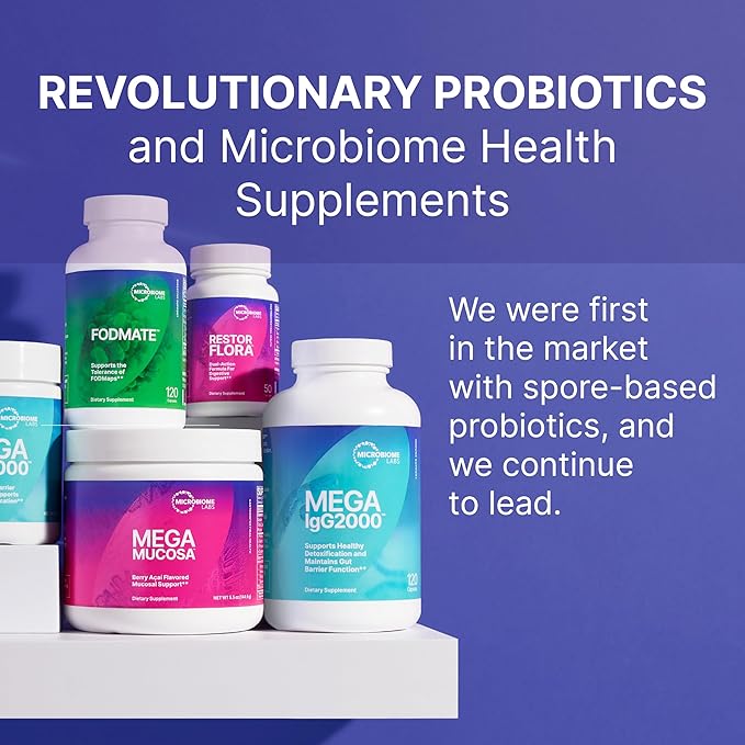 Microbiome Labs MegaSporeBiotic Probiotics for Women & Men - Spore-Based Probiotic for Gut Health & Digestive Support - Shelf-Stable, Travel-Friendly, Mens & Womens Probiotics (180 Capsules)