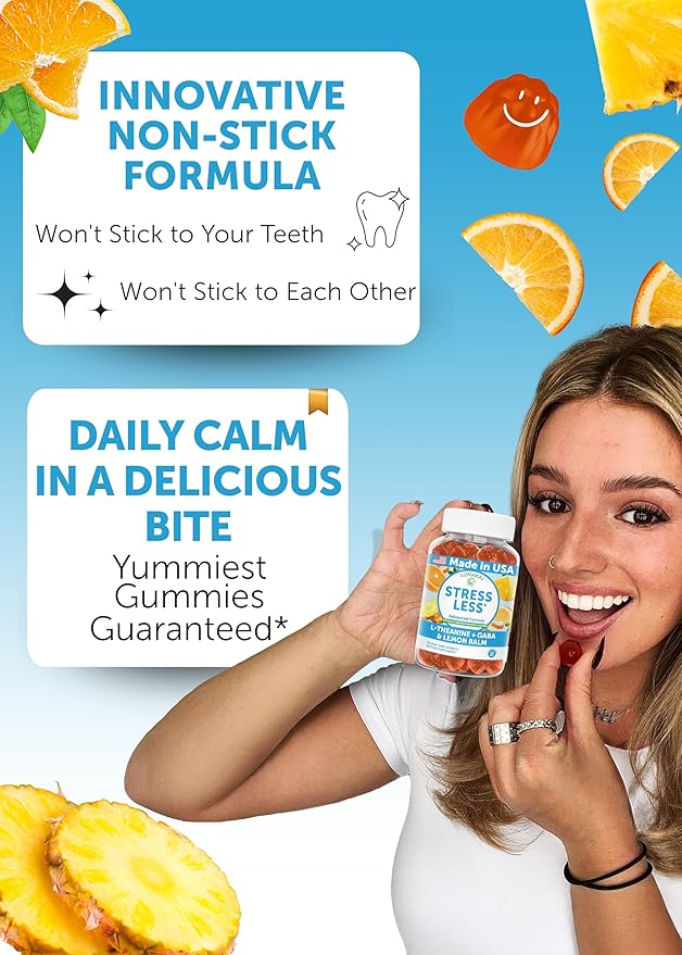 Lunakai USA Made Calm & Stress Relief Gummies – Delicious GABA + L-Theanine Calming Supplement for Adults & Kids – Natural Stress Support - 6 Pack