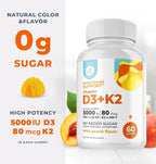 DR. MORITZ Vitamin D3 Gummies (5000 IU) with K2 - for Adults and Kids - Vitamin D3 K2 Gummies for Immune Support & Bone Health - Vegan, Sugar Free, Gluten Free (60 Count)