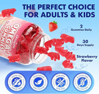 2 Pack Vegan Omega 3 Gummies 1000mg+CoQ10+Magnesium - w/Algae EPA 600mg & DHA 400mg, Fish Oil Omega-3 Supplements Alternative for Adults, for Brain, Eye, Immune Health, Strawberry Flavor, 120 Count