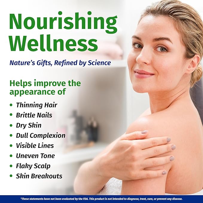 1 Body Hair Skin and Nails Vitamins with Biotin – Hair Growth Supplement for Women & Men with 26 Vitamins, Minerals & Herbal Extracts – Stronger Hair, Healthy Skin & Nails – 60 Vegan Capsules