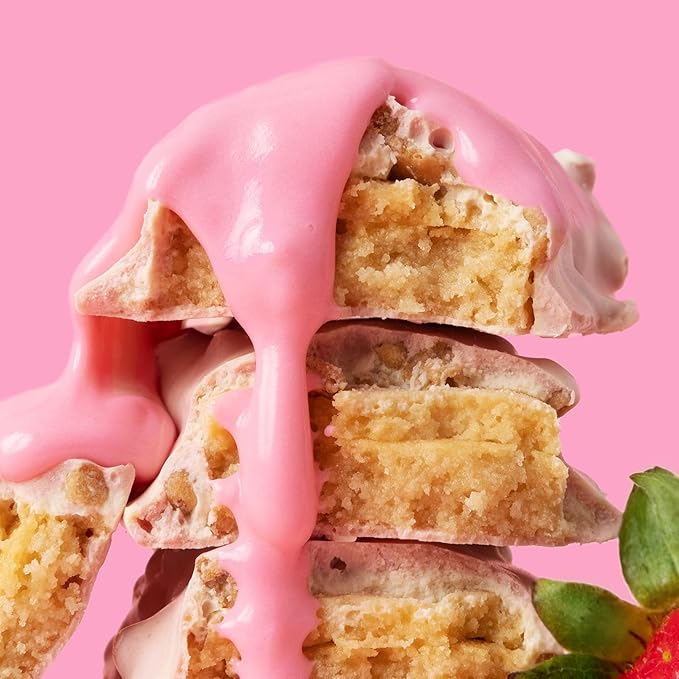 FITCRUNCH Snack Size Protein Bars, 6-Layer Baked Bar, 3g of Sugar & Soft Cake Core (18 Bars, Strawberry Strudel)