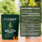 Betterbrand Mullein Chewable Gummies for Lung Cleanse and Detox, Respiratory Health Supplement, 1000mg Mullein Extract per Serving, 180 Gummies - 90 Day Supply - Pear Flavored