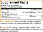 Bronson Vitamin K2 (MK7) with D3 Supplement Non-GMO Formula 5000 IU Vitamin D3 & 90 mcg K2 MK-7 Easy to Swallow D & K Complex, 250 Capsules