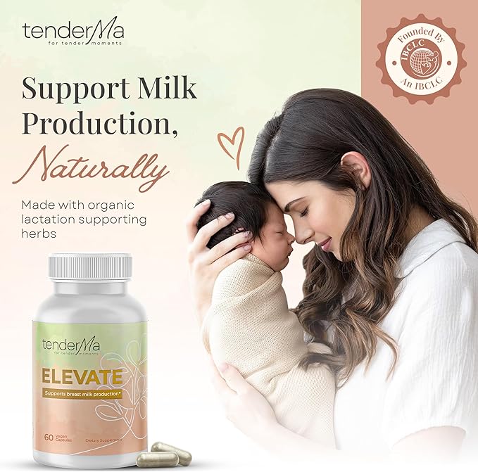 Elevate Lactation Supplement, Natural Lactation Support for Breastfeeding, Breast Milk Supply Increase, Fenugreek, Moringa, Thistle Alfalfa, Fennel, Vegan, Non-GMO, 60 Capsules