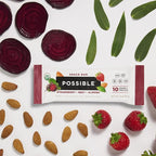 POSSIBLE Snack Bar - Whole Food Snack to Support a Healthy & Active Lifestyle - 10g of Organic Plant-Based Protein - Energy Support with Healthy Fats - Strawberry Beet Almond, 12 Count (Pack of 1)