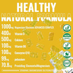 Magnesium Glycinate Gummies 2500mg - Sugar Free Magnesium Potassium Supplement with Vitamin D, B6, CoQ10 for Calm Mood & Sleep Support - 90 Pineapple Gummies