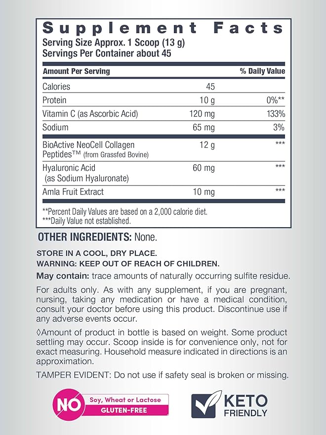 NeoCell Super Collagen Powder, Collagen Plus includes Vitamin C & Hyaluronic Acid, Promotes Healthy Hair, Beautiful Skin, & Nail Support, Collagen Type 1 & 3, 12g Collagen per Serving, 20.6 Oz