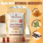 TrueSeaMoss Gummies 3000mg – Irish Sea Moss with Bladderwrack & Burdock Root – 3-in-1 Formula – Fruity Flavor – 60 Gummies