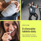 Momentous Creatine Chews - Creatine Monohydrate - Supports Strength, Lean Muscle, & Recovery for Men & Women - NSF Certified for Sport - 150 Chewable Tablets - Mango