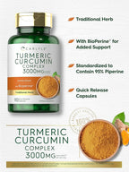 Carlyle Turmeric Curcumin with Black Pepper | 90 Powder Capsules | Complex Supplement with Bioperine | Non-GMO, Gluten Free