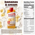 Premier Protein Shake, Bananas & Cream, 30g Protein, No Added Sugar, 24 Vitamins & Minerals to Support Immune Health, 11 fl oz, 4 Pack (Packaging May Vary)