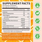 L-Theanine Gummies, Chewable L-Theanine Supplement for Adults & Kids 400mg with Ashwagandha, GABA, 5HTP for Relax, Zzz & Focus Support, Orange Flavor, 60 Counts