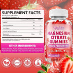 Magnesium Citrate Gummies, High Absorption Magnesium Gummies for Adults, Magnesium Supplement to Support Natural Relaxation, Vegan, Sugar-Free, Strawberry Flavor, 60 Count