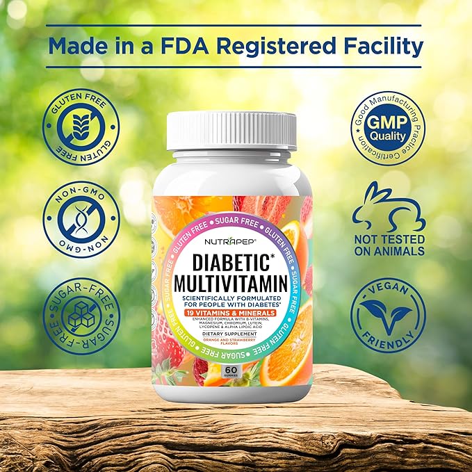 NutraPep Premium Multivitamin Chewable Gummies for Women & Men - Sugar-Free & Gluten Free Supplement Vitamins - Calcium Magnesium Zinc Manganese Thiamine Biotin…