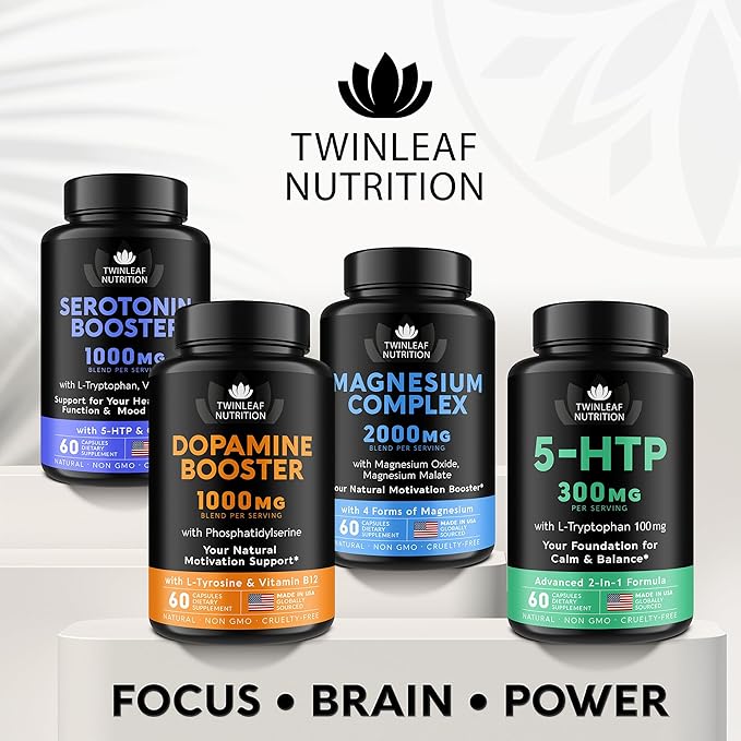 Natural Serotonin Supplement - Made in USA Manganese Serotonin & Cortisol Manager - Serotonin Booster Vitamin Supplement for Women with 5-HTP Vitamin B6 B12 GABA L Theanine L Tryptophan - 60 Capsules