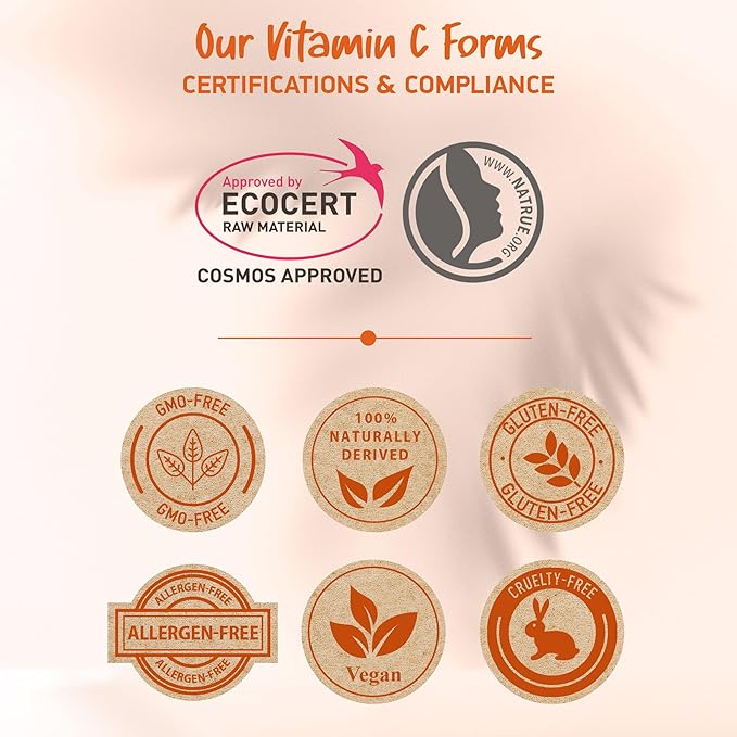 Vitamin C Serum for Face • 3 Stable Vitamin C Forms + 4 Power Ingredients: Hyaluronic Acid & Panthenol • Brightening Anti Aging Serum for Dark Spots, Fine Lines & Wrinkles • Made in Germany, 1,7 fl oz