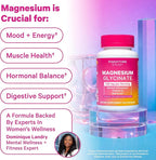 Pink Stork Magnesium Glycinate with Vitamin D - Magnesium Supplement for Women to Support Natural Calm, Mood, and Sleep - Hormone Balance for Women - 60 Capsules, 1 Month Supply
