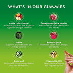 Bears with Benefits Apple Cider Vinegar Gummies – Metabolism & Detox Support with Vitamins B6, B12, Iodine & Folic Acid – Vegan. Balanced Gut (60 Gummies)