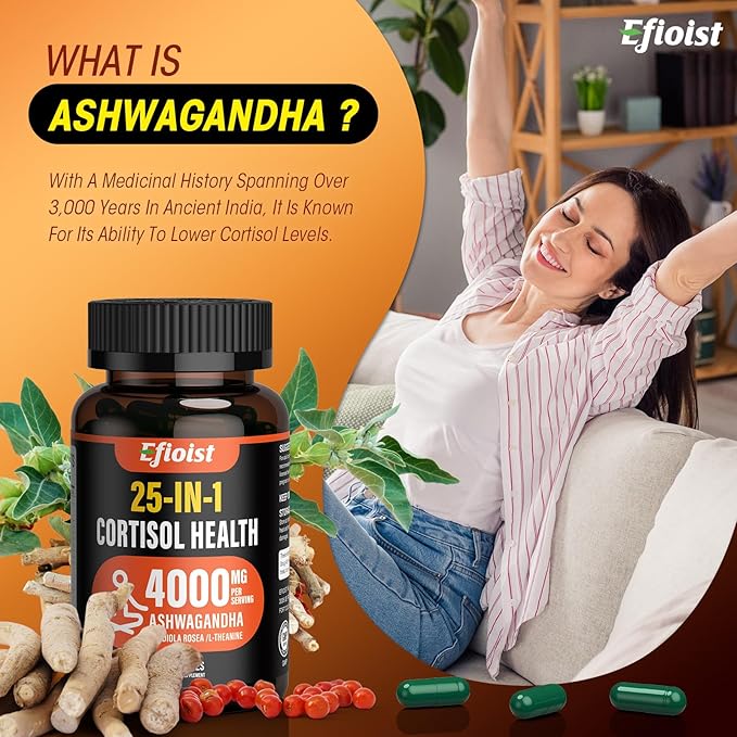 Cortisol Supplement for Women, 25-in-1 Cortisol Reducer, Cortisol Manager, Ashwagandha for Women & Men, Cortisol Supplement with Rhodiola Rosea, L-Theanine, for Mood, Focus, Sleep Support, 90 Capsules