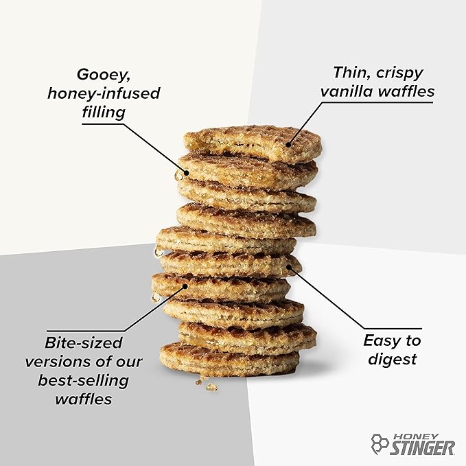 Honey Stinger Organic Mini Vanilla Waffles | Energy Stroopwafel for Exercise, Endurance and Performance | Sports Nutrition for Home & Gym, Pre and Post Workout | 5 Bags, 26.5 Ounces