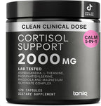 Cortisol Supplement for Women and Men — Calm, Balanced-Strength 5-in-1 Non-Drowsy, Third-Party Tested with Magnesium Glycinate, Ashwagandha, L-Theanine, Phosphatidylserine, Rhodiola — 120 Capsules