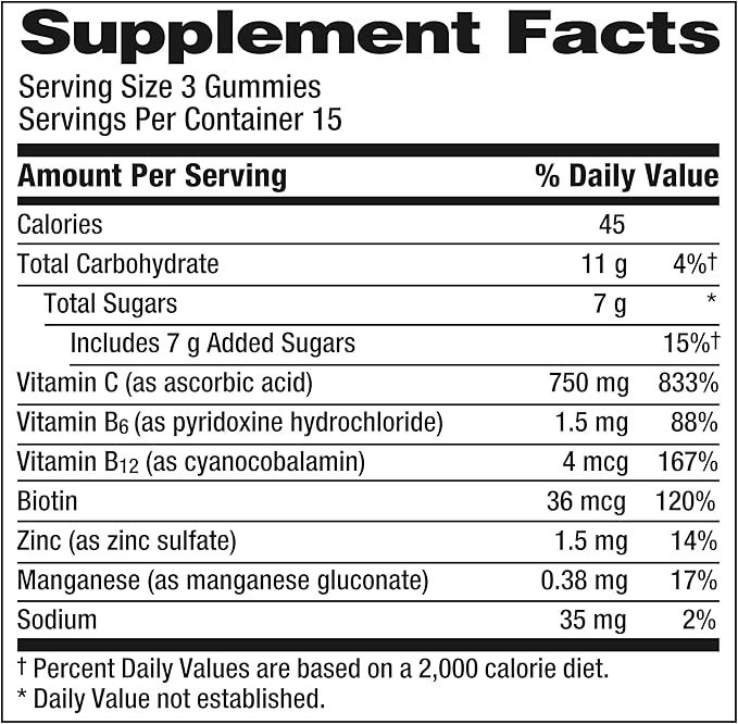 Emergen-C 750mg Vitamin C Gummies for Adults, Immune Support Gummies, Gluten Free, Strawberry, Lemon and Blueberry Flavors, Back to School Essentials - 45 Count