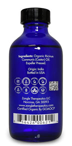 Organic, Castor Oil, Therapeutic Grade, for Constipation – 100% Pure, Castor Oil, Cold Pressed, Unrefined, in Glass Bottle, for Face, Hair Growth, Eyelashes, by Zongle Therapeutics, 4 OZ