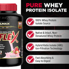 ALLMAX ISOFLEX Pure Whey Isolate Protein Powder - Gluten Free, Low Lactose, Sugar-Free - High-Protein, Clean, Keto-Friendly for Pre Post Workout Supplement for Women and Men | Strawberry, 5lb