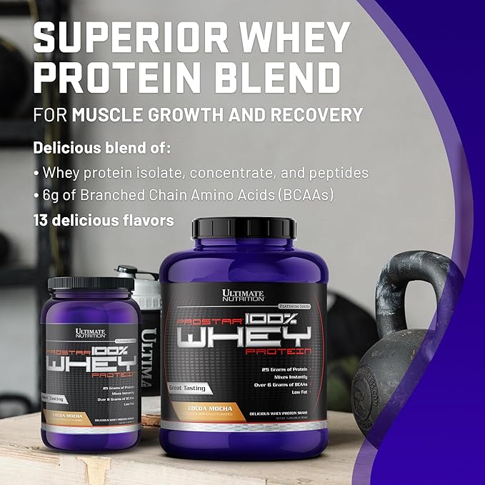 Ultimate Nutrition Prostar Whey Protein Powder Isolate, Gourmet Cocoa Mocha - Low Carb, High Protein Powder Shake for Muscle Gain & Recovery - Low Sodium, Low-Fat & Keto Friendly - 2 lbs Tub