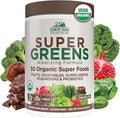 Country Farms Organic Super Greens Chocolate Flavor, 50 Organic Super Foods, USDA Organic Drink Mix, Packed with Fiber, Fruits, Vegetables, Mushrooms & Probiotics, Supports Energy, 7g Fiber