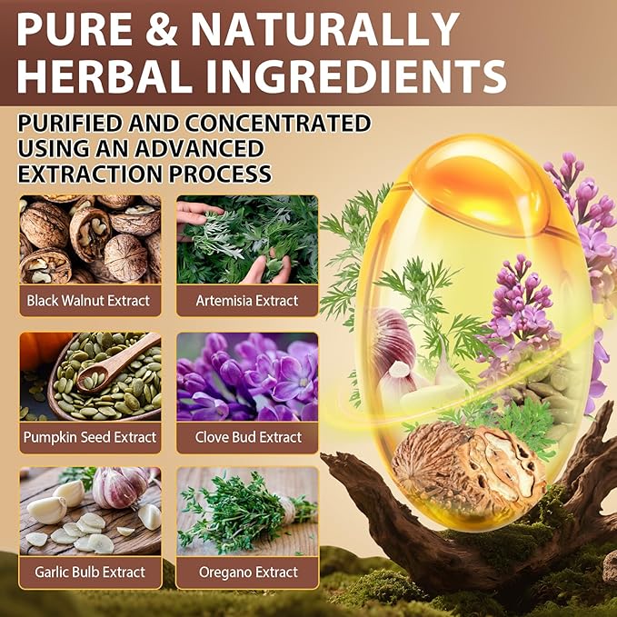 Wormwood Black Walnut Clove Cleanse for Humans – 18-in-1 Herbal Gut Health & Digestive Support Formula, 6600mg per Serving, 240 Softgels 80 Day Supply, with Pumpkin Seed, Garlic & Oregano