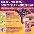 1Pack Fiber Gummies for Adults with Psyllium Husk, 7G(Soluble + Insoluble) Daily Prebiotic Fiber with Inulin, FOS, Guar Gum, Multivitamins for Daily Digestive Health, Regularity Gut Support,Sugar Free