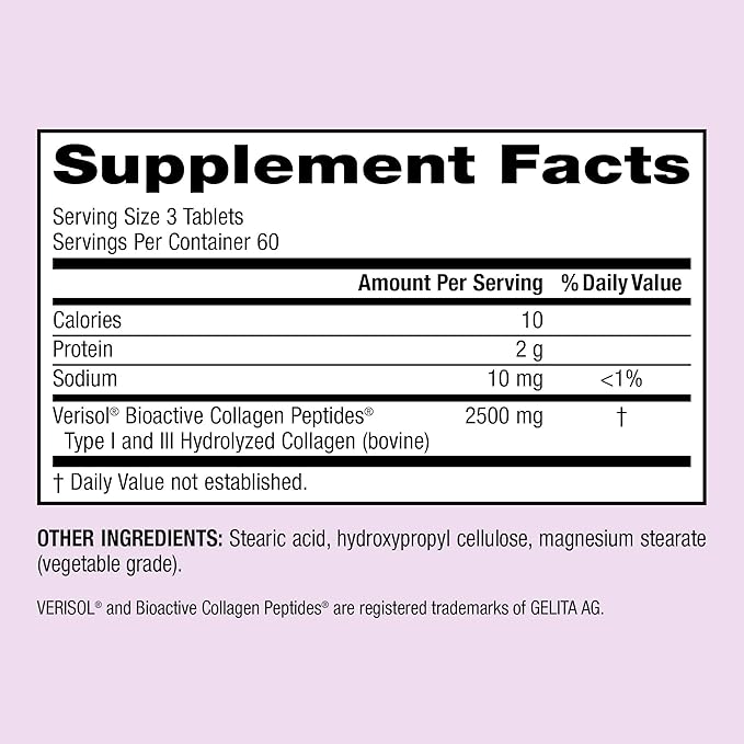 Webber Naturals Collagen30 Anti-Wrinkle, 2,500mg of Bioactive Collagen Peptides Per Serving (3 Tablets), 180 Tablets, Helps Reduce Deep Wrinkles, Fine Lines, Non GMO, Dairy, Gluten Free